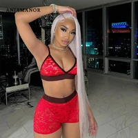 anjamanor sexy lace bra crop top shorts sets plus size women summer clothing 2021 club festival outfit wholesale items d89 cz15