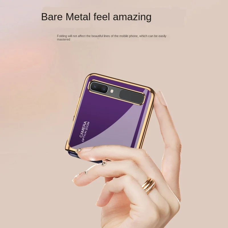 for samsung zflip mobile phone case sm f7000 folding 5g protective case f7070 gradient color f700n glass electroplating free global shipping