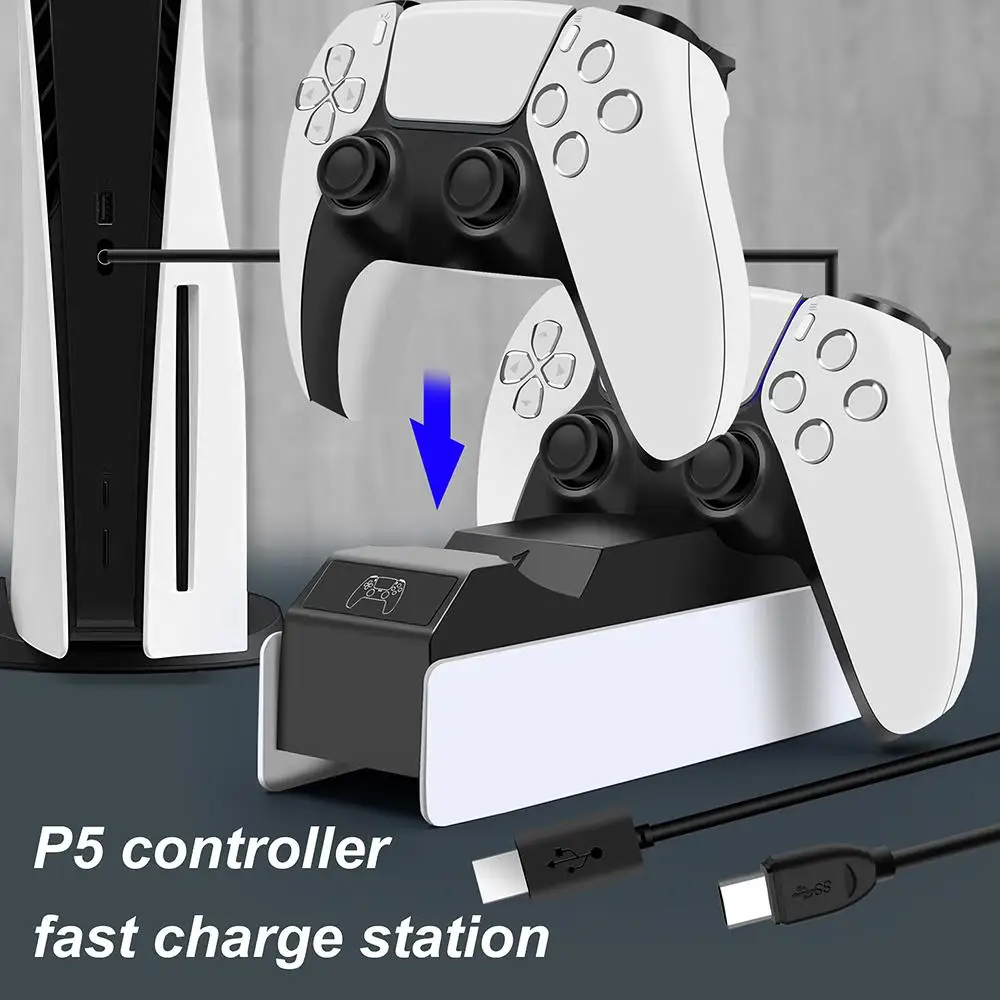 

EastVita Dual Fast Charger for PS5 Wireless Controller USB Type-C Charging Cradle Dock Station for Sony PS5 Joystick Gamepad New