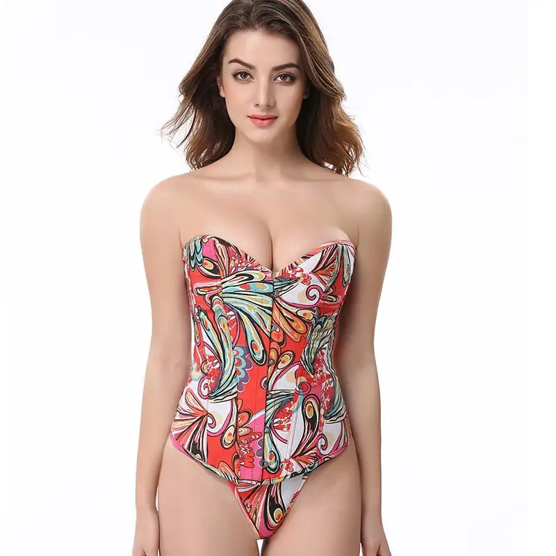 Женский стимпанк Ретро Корсеты бюстье в стиле корсет для похудения с цветочным