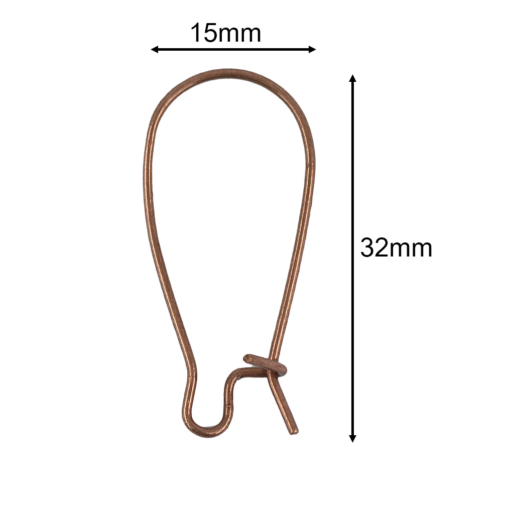 

100 pcs solid brass 32mm French teardrop Earring Wire Hook Dangle Charm DIY Making findings assorted colors