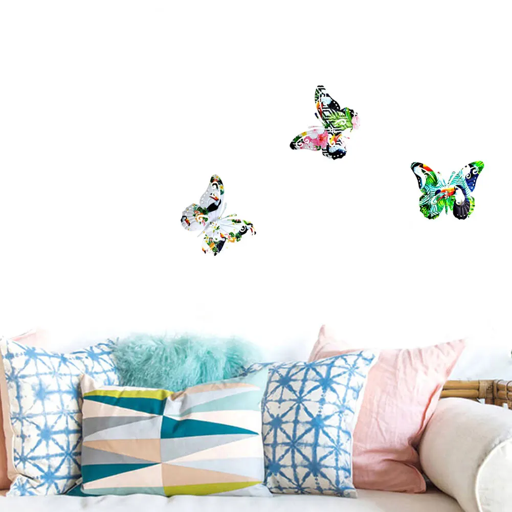 

Colorful Butterfly Wall Decor Sticker Home Decoration Metal Wall Hanging Sculpture Decoration For Hotel Living Room Fridge