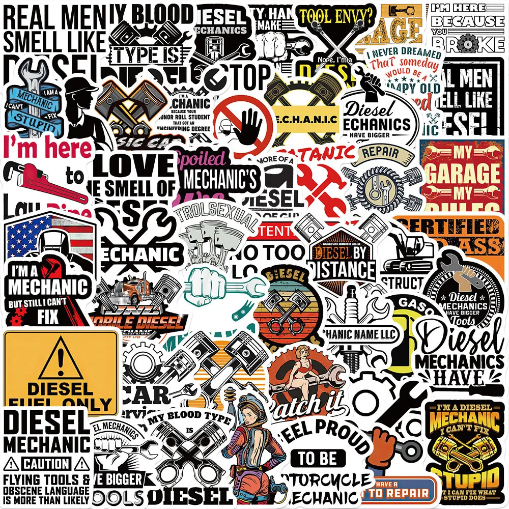

10/30/50 Pcs Cartoon Diesel Mechanic Graffiti Sticker Laptop Motorcycle Fridge Skateboard Suitcase Waterproof Wholesale Stickers