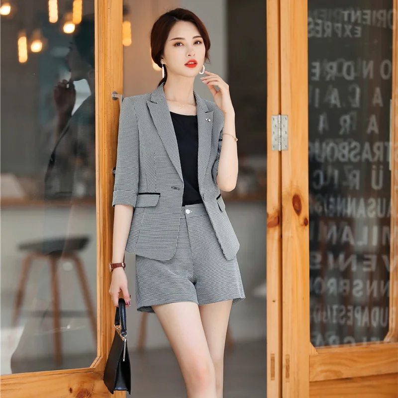 Женская элегантная деловая офисная одежда OL весенне-летние серые блейзеры и