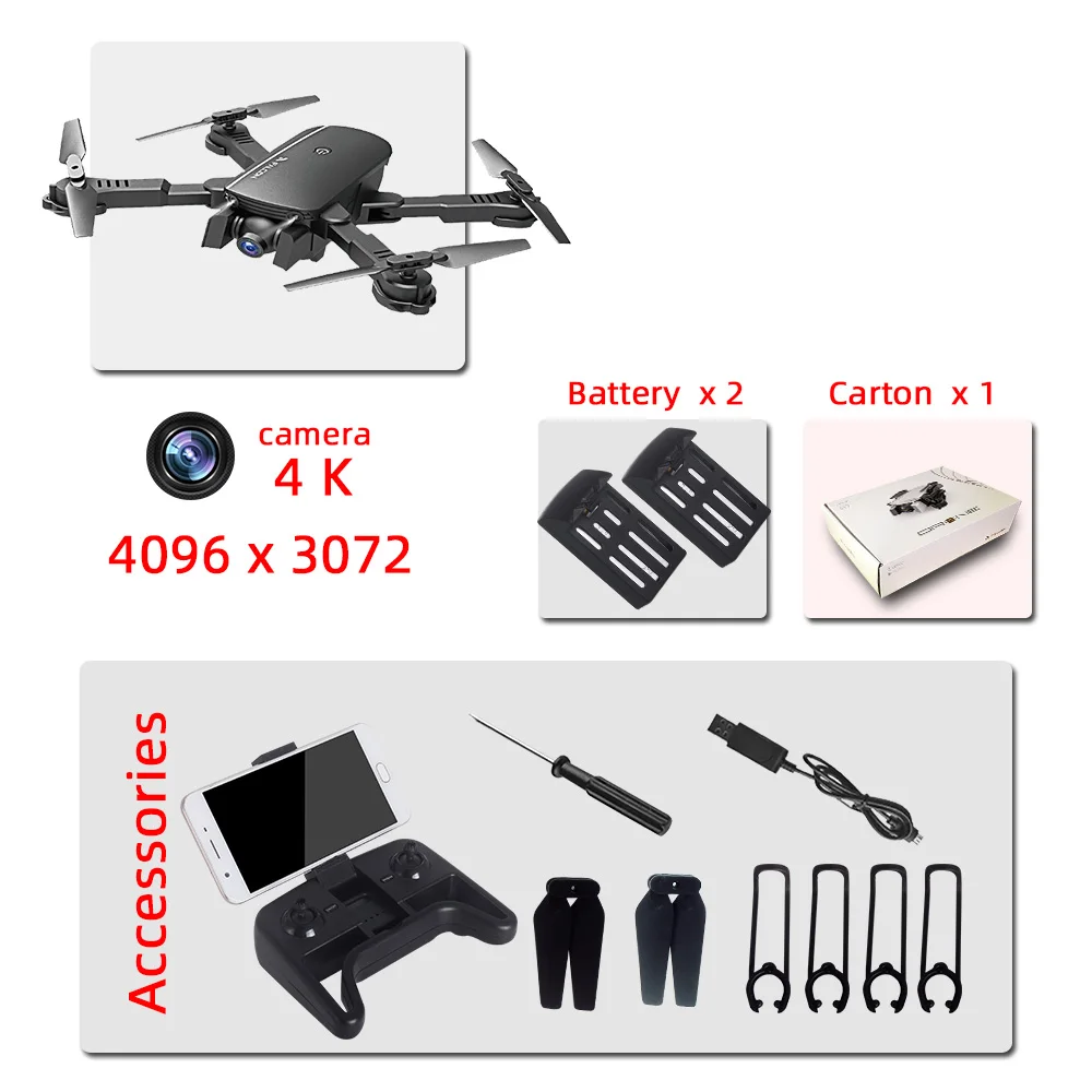 black 4K 2B Дрон Профессиональный Дроны с камерой HD мини Дрон rc вертолет 4k игрушки Квадрокоптер drohne com câmera Квадрокоптер Селфи - Цвет: black 4K 2B