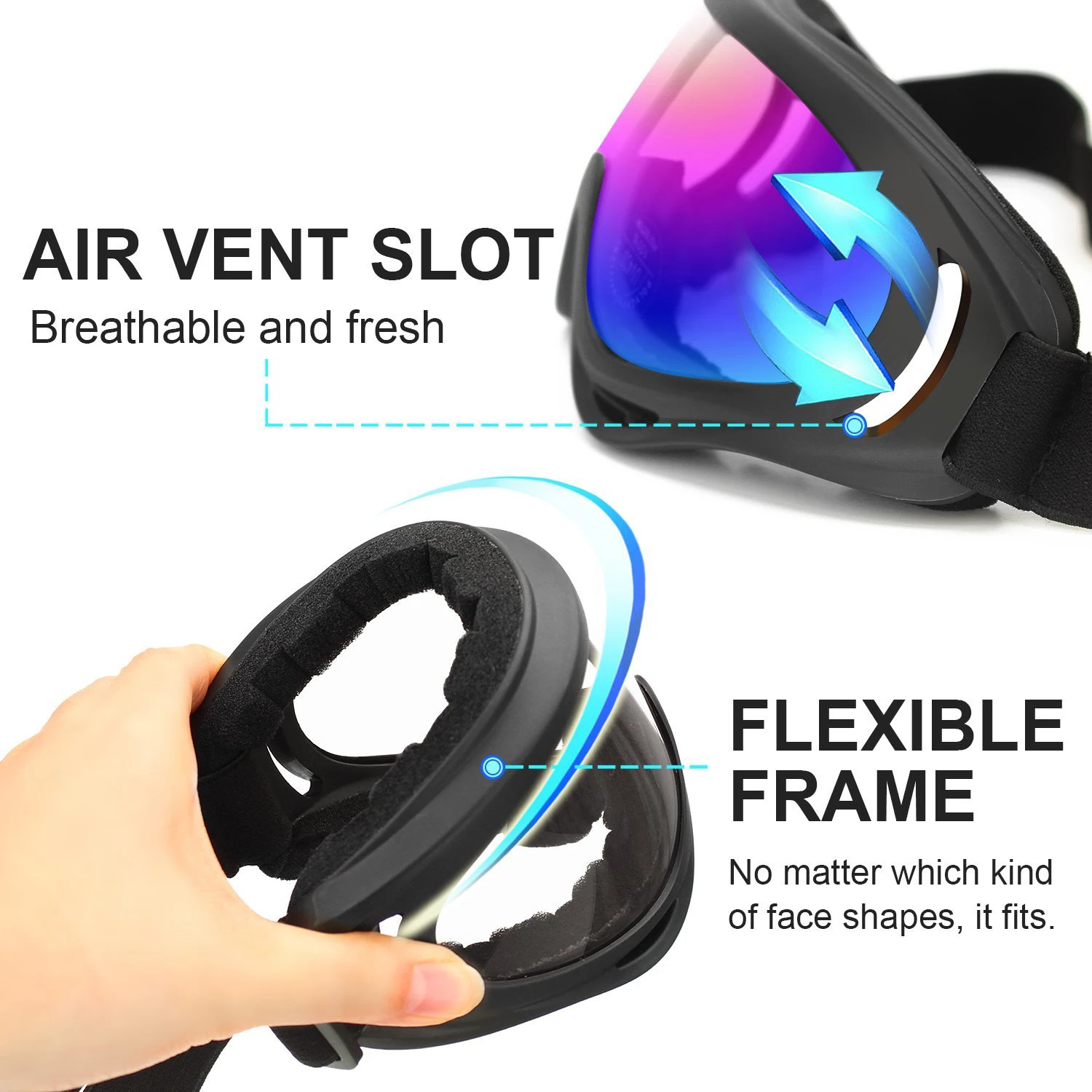 Лыжные очки для катания на лыжах и сноуборде ветрозащитные антибликовые мужчин