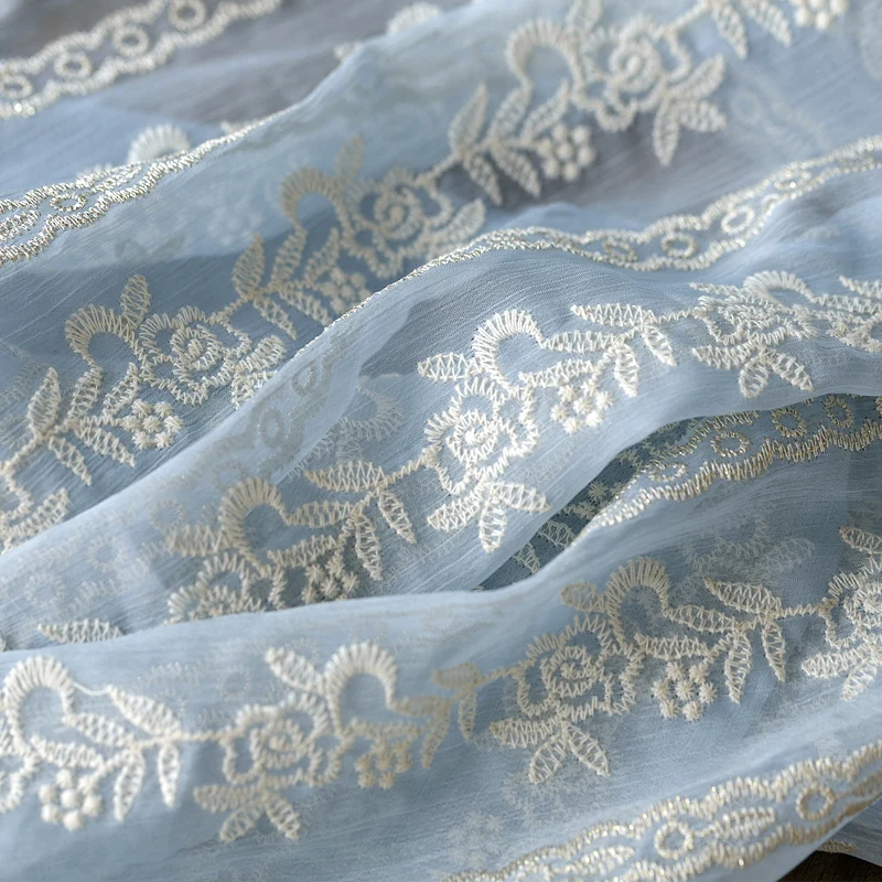 

Chiffon material Rose embroidery with golden thread tissu cheongsam dress wedding dress tissus
