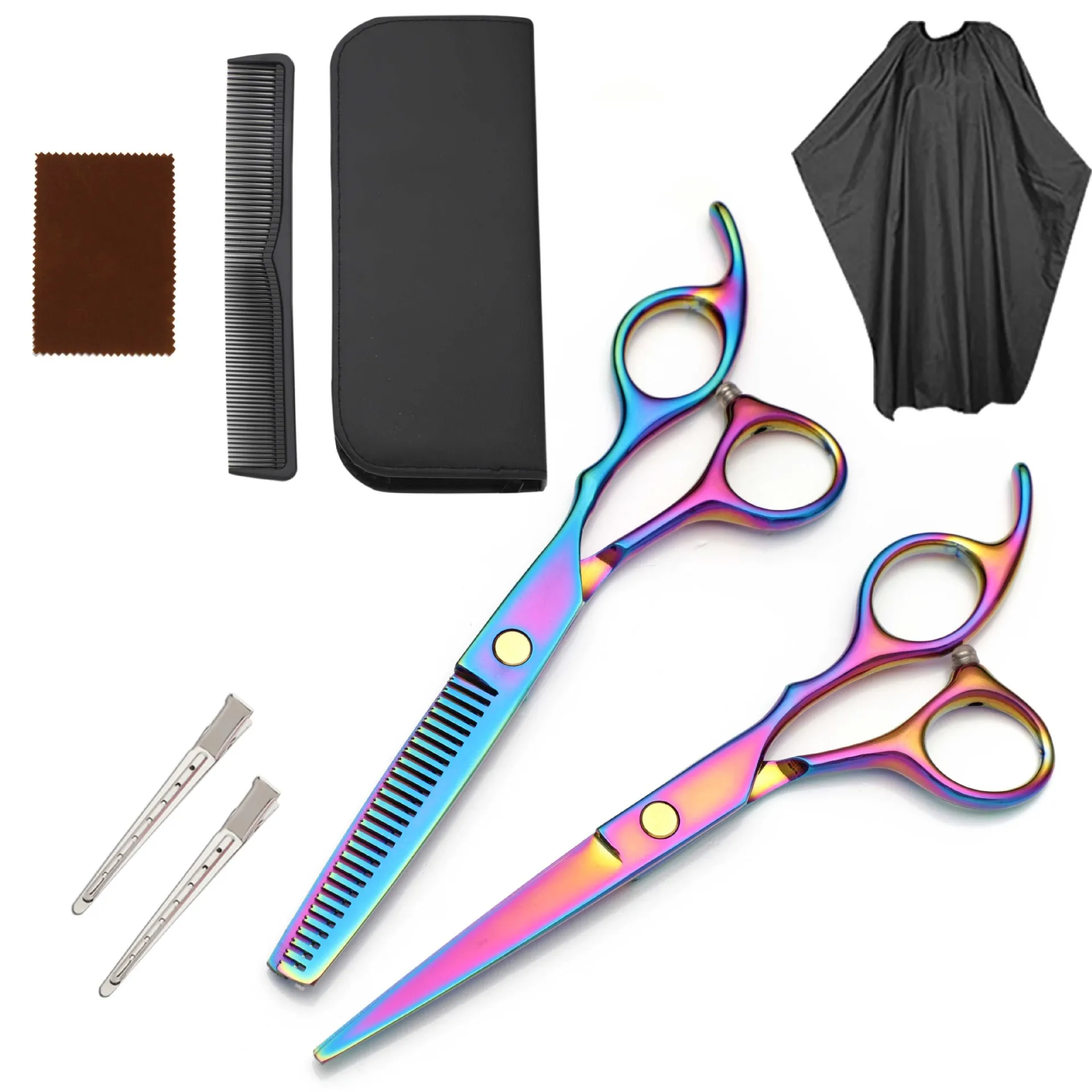 6 дюймовые профессиональные ножницы для волос, набор, филировочные Парикмахерские ножницы для стрижки волос, нержавеющая сталь, много цвето...