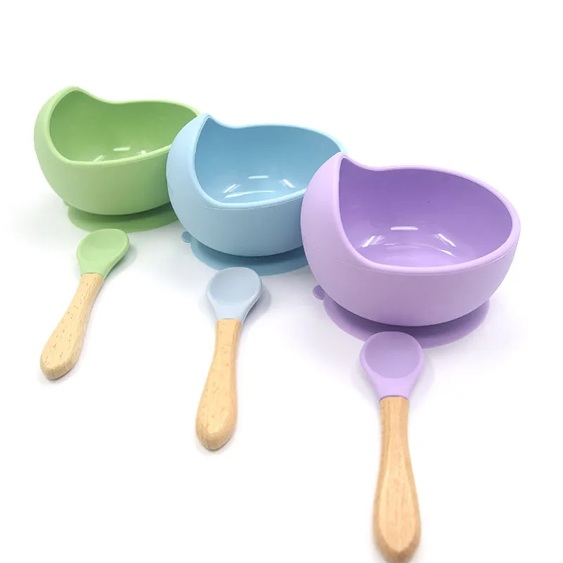 

Baby Silicone Tableware Strong Sucker Waterproog Bowl Spoon Set Children Suction Bowl Baby Food Bowl Baby Tableware J0451