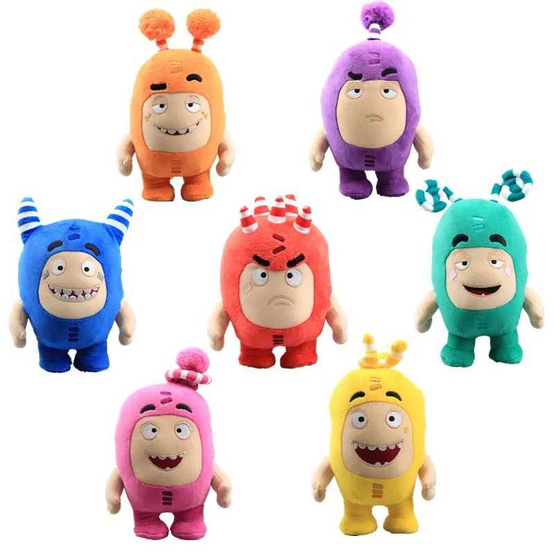 Mu&ntilde;ecos de peluche Oddbods para ni&ntilde;os, mu&ntilde;ecos de juguete suaves de animaci&oacute;n del tesoro del soldado, regalo de Navidad, 18cm, 7 unids/lote-0