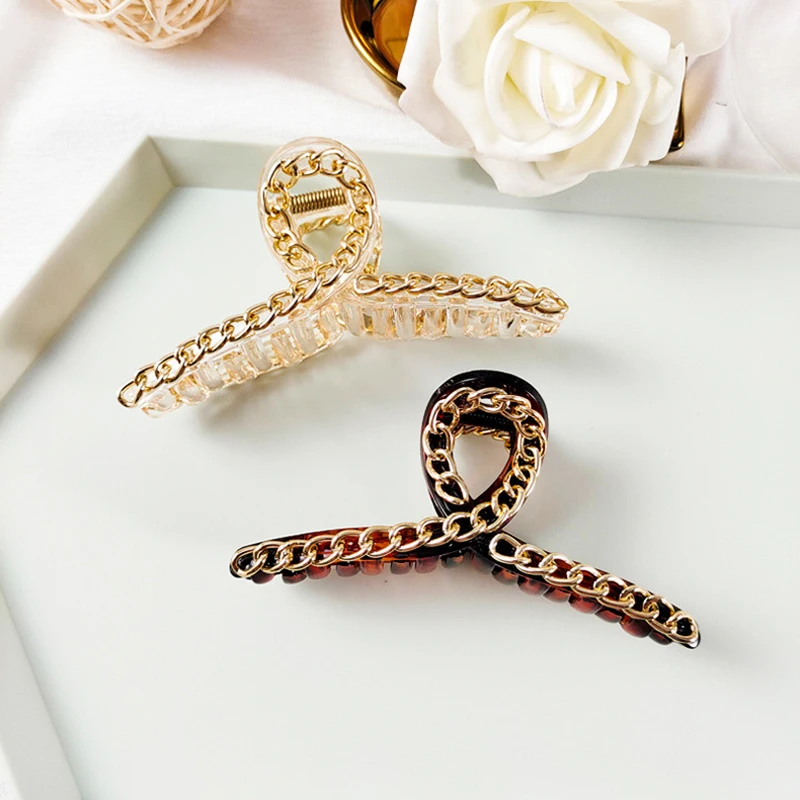 

Korea Vintage Hair Clips for Women Transparent Leopard Acrylic Imitation Pearl Hair Claw for Hair Girls Hair Accessories