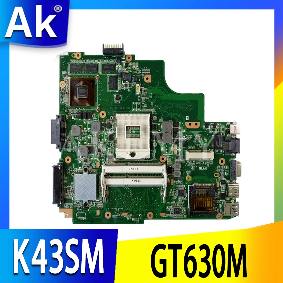 

AKEMY K43SM материнская плата ноутбука для ASUS X43S A43S K43S A83S A84S K43SJ K43SV материнская плата 100% OK HM65 GT630M