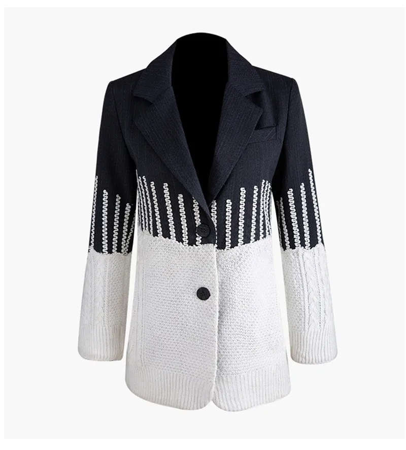 2019 осень зима новая мода женская Высокая уличная куртка пэчворк контрастные