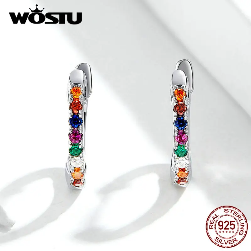 WOSTU настоящие 925 пробы Серебряные Красочные циркониевые серьги для женщин, ювелирные изделия для изготовления красочных жизненных сережек, ювелирные изделия BKE721