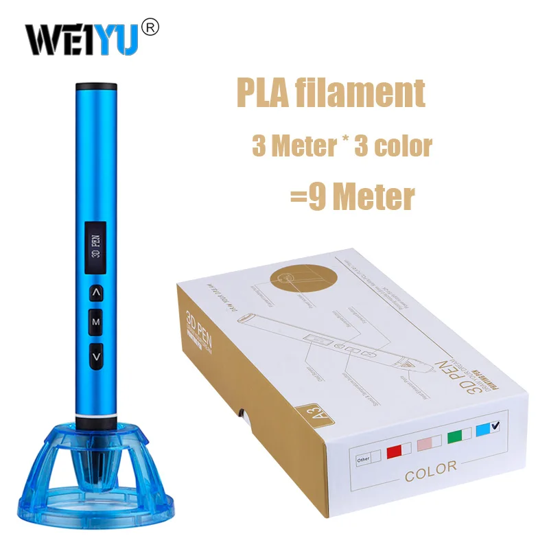 only 3D pen-Blue Новая высокая и низкая температура 3D Ручка, 3D печать Ручка, может использовать PCL PLA нити. Металлический Чехол Для Переноски Чехол, подарок на день рождения - Цвет: only 3D pen-Blue