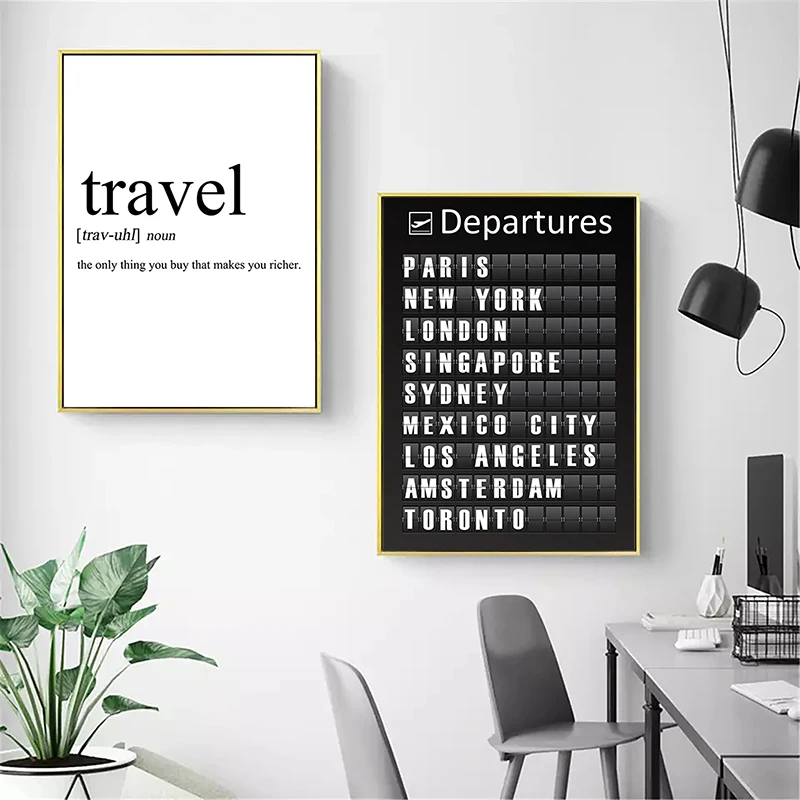 

Современная Черно-Белая настенная Картина на холсте с цитатами картины путешествия скандинавские плакаты и принты гостиная украшение для ...