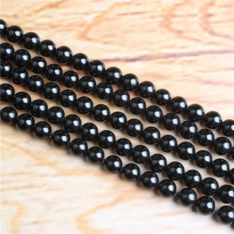 

Fashion jewelry 4 / 6 / 8 / 10 / 12mm black tourmaline loose beads natural stone suitable for DIY bracelet necklace accessories