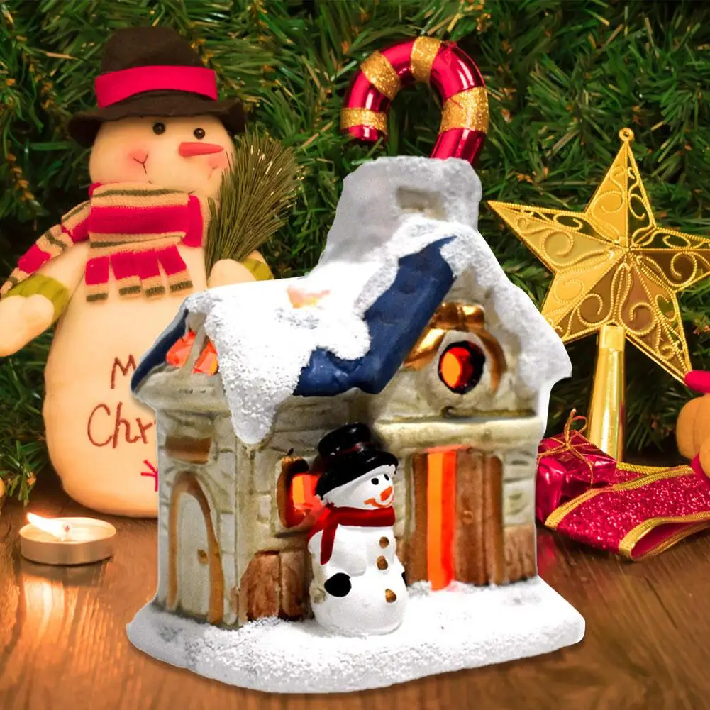 Рождество сцена деревенских домов города с теплое белое светодиодное освещение