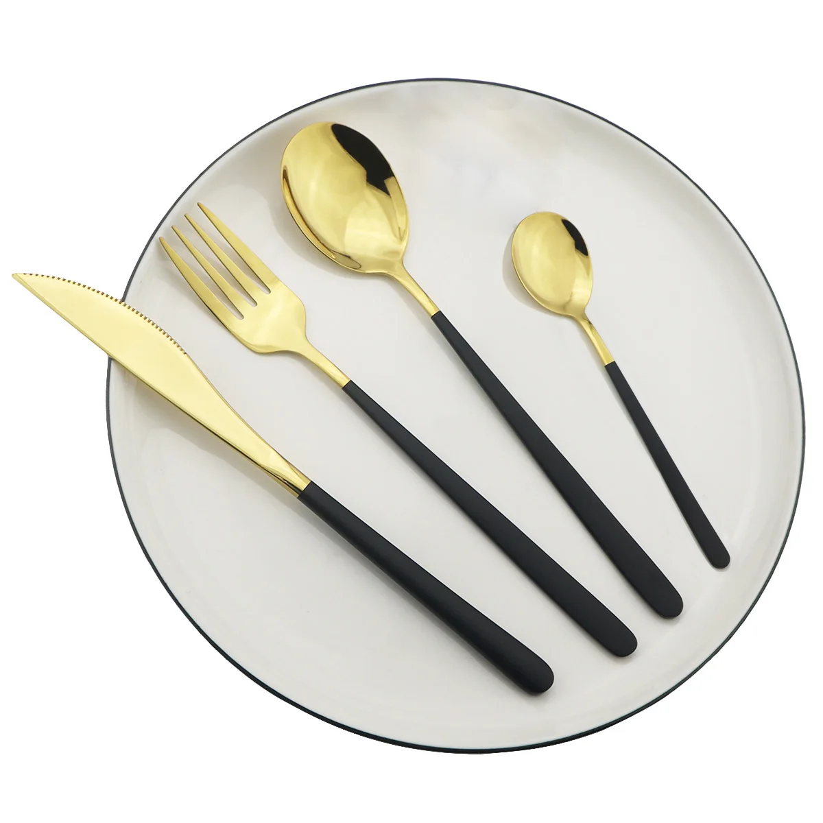 

16Pcs/Set Knives Fork Spoon Dinnerware Set Green Gold Cutlery Set 304 Stainless Steel Silverware Set Party Kitchen Tableware Set