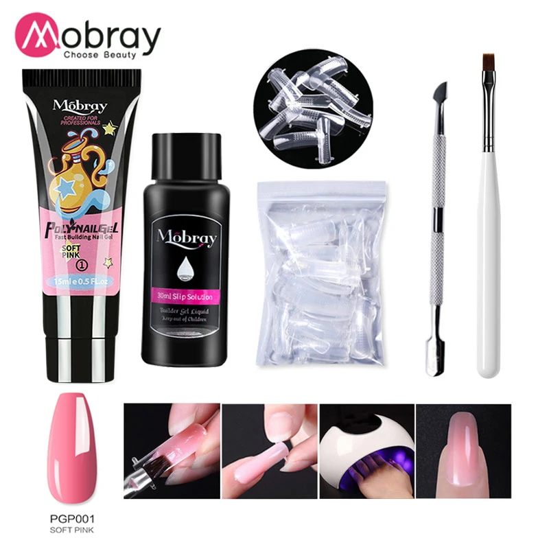 

Mobray Shiny 15ml Poly Extension Nail Gel Kit Glitter Poly UV Gel Set Quick Building Acrylic UV Builder Gel Nail Art Gelpolish