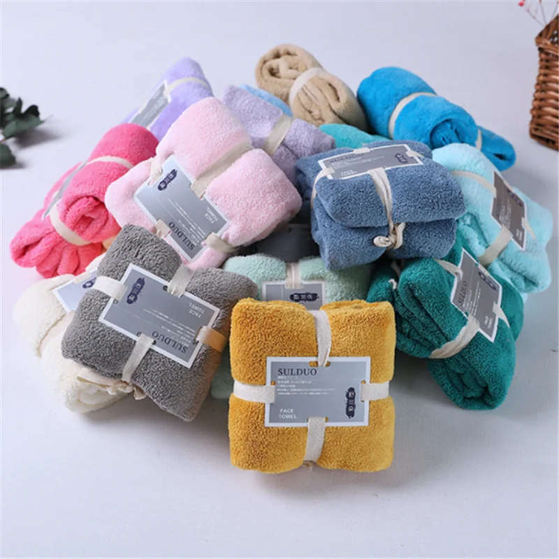 

TN 19 Colors Super Absorbent Towel Large Thick Soft Coral Fleece Bath Comfortable For Adult 36X80CM Wash Face Swimming Towel