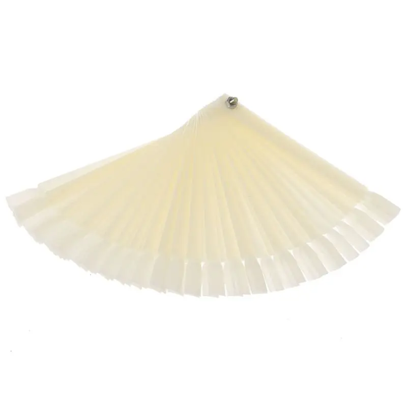 

New Polish Fan Board Display Practice 50 Clear White False Nail Art Tips Stick X7JA