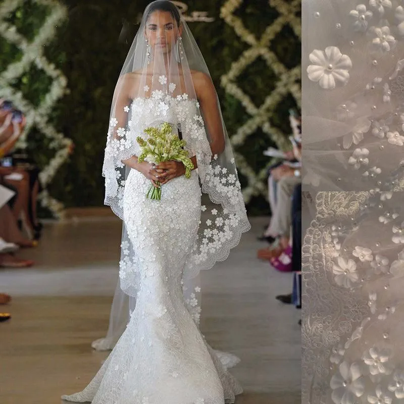 Вуаль Mariage 3 м Длинная свадебная вуаль без гребня покрытие для лица с цветами velo de