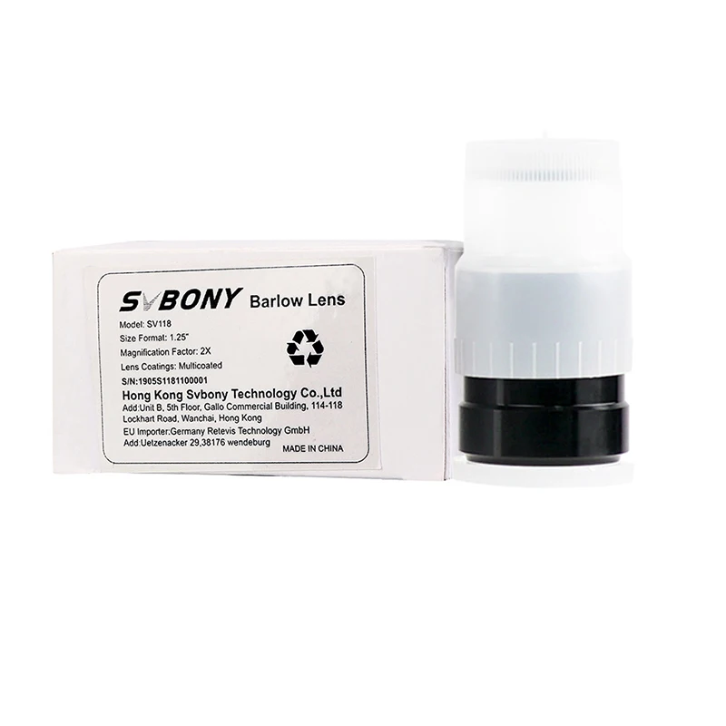 SVBONY 1,2" 3X линза Барлоу окуляр с многослойным покрытием 2 группы 3 элемента продвинутый Ахроматический Профессиональный астрономический телескоп