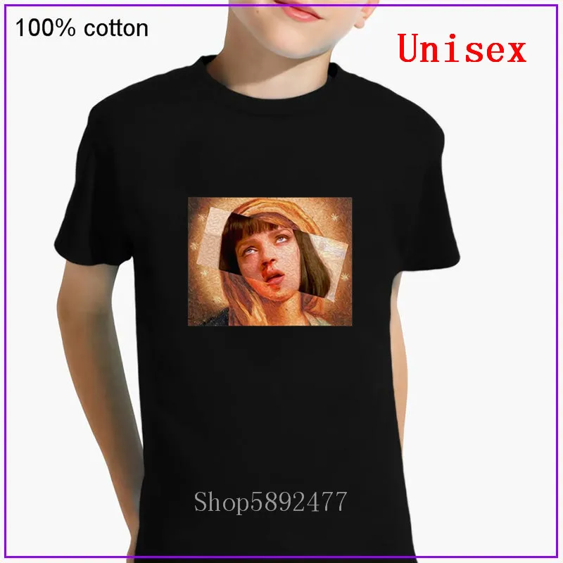 Детская Хлопковая футболка с коротким рукавом и надписью Pulp нимация | Мать