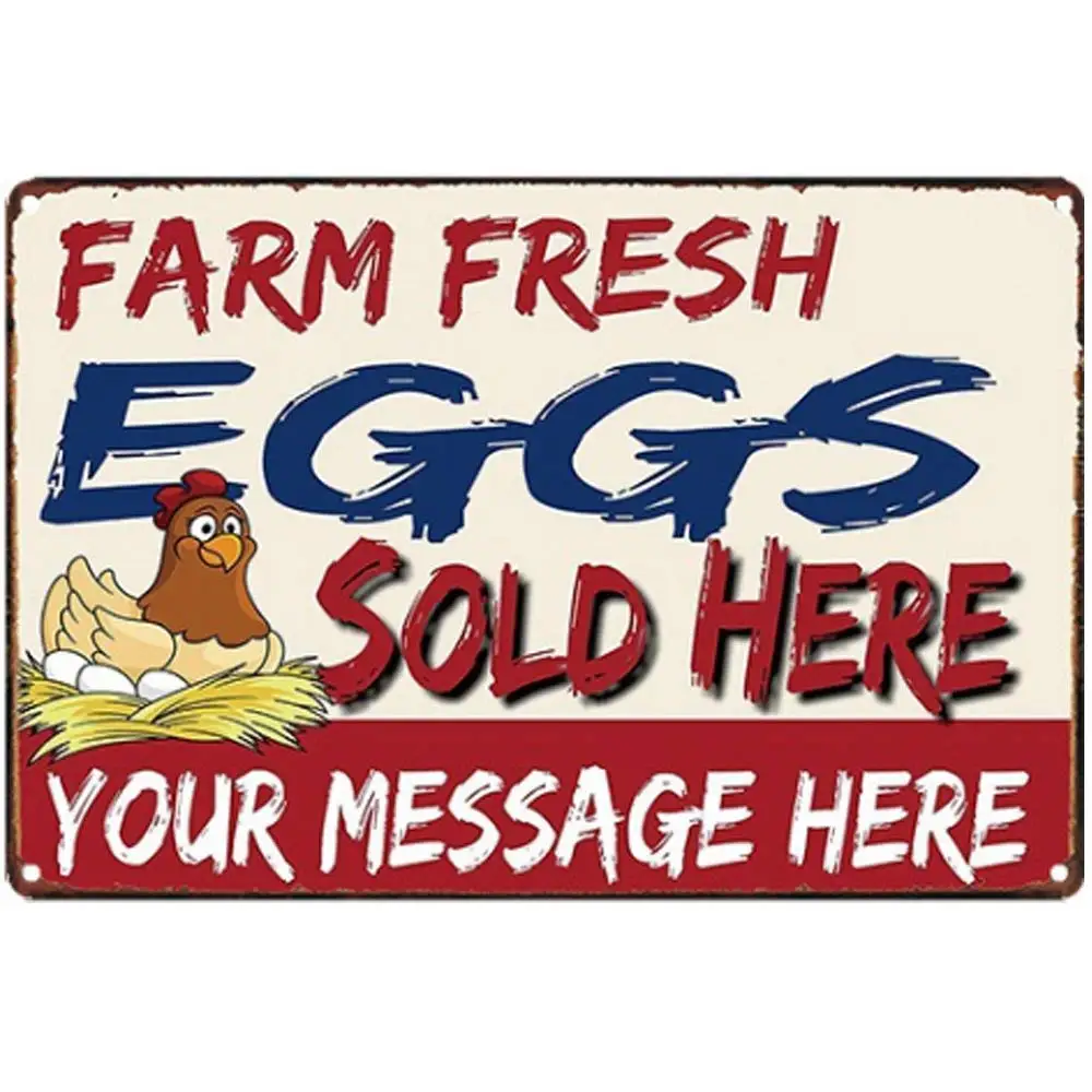 

Original Retro Design Farm Fresh Eggs Tin Metal Sign Wall Art|Thick Tinplate Print Poster Wall Decoration
