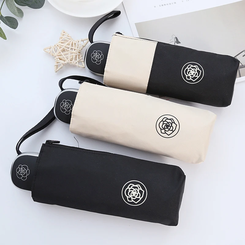 Camellia Ladies Women Umbrella Windproof UV Protection Sun Umbrellas Girl Female Parasol Pocket Five Folding Small Mini Brand | Дом и сад