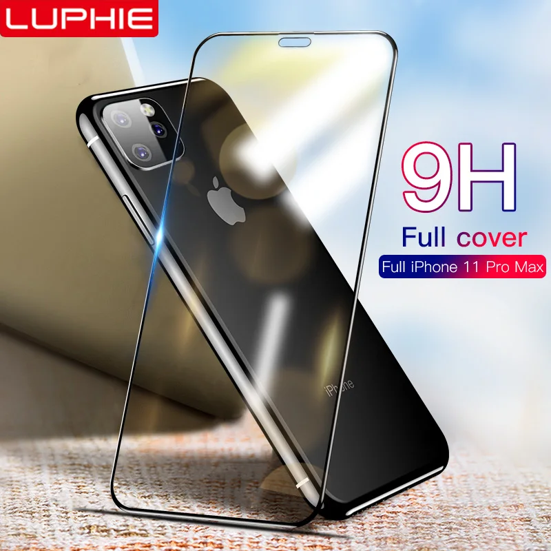 LUPHIE 6D полное клеевое покрытие из закаленного стекла для iPhone 11 Pro Max Защита экрана
