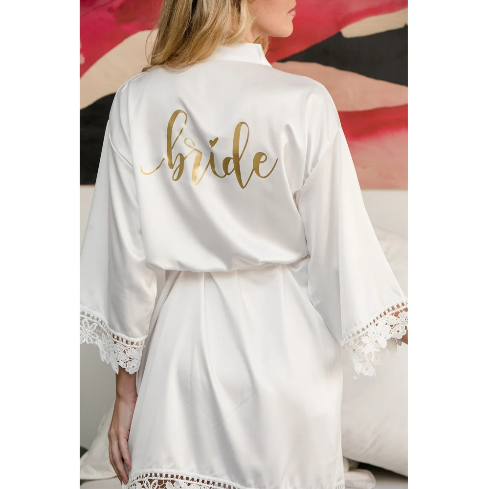 

New Lace Bathrobe Summer Nightwear for Women Personalized Wedding Party Gifts Sexy Dressing Unique Letter Printed Ladies Robes