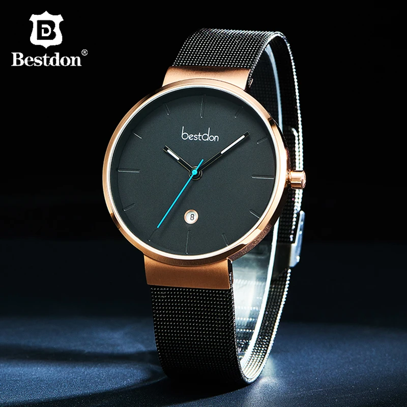 Минималистичные мужские часы Bestdon роскошные модные полностью стальные