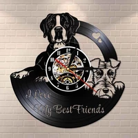 dog breed vintage wall art home decor vinyl lp record clock wall watch boxer and fox terrier dog friends vinyl record wall cloc