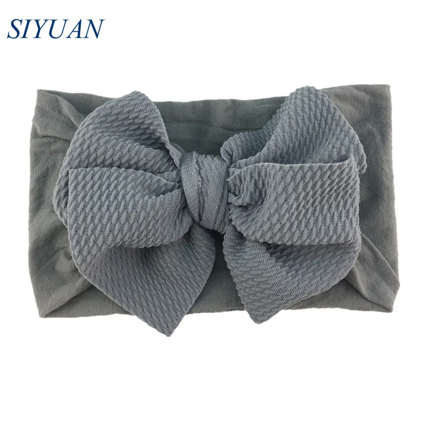 2-gray 1 шт./лот, Детская повязка на голову, широкая нейлоновая повязка на голову с 4," Seersucker, вафельный бант для волос, аксессуары для волос DIY, Детские милые головные уборы HB100 - Цвет: 2-gray