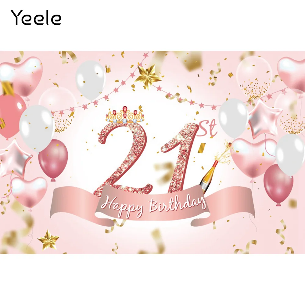 

Yeele 21 день рождения Розовая Принцесса Портрет фон воздушный шар фотография Фон фотография для фотостудии Фотофон