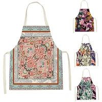 flower apron women men tropical floral aprons for kitchen home cooking pinafore baking cleaning accessories 47x38cm tablier