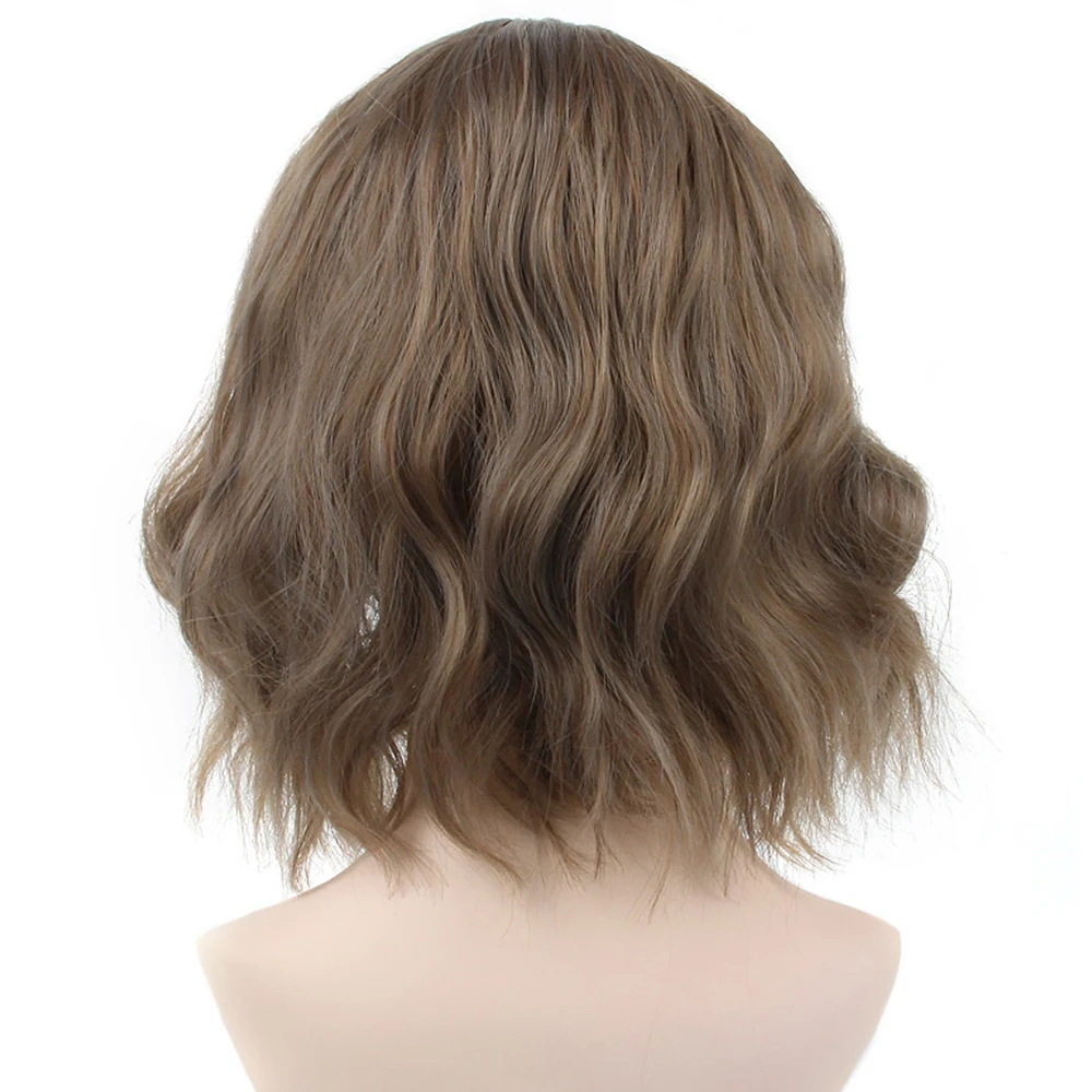 Pageup Short Natural Wave Synthetic Wig For Black Women Purple Wigs with Bangs Heat Resistant Fiber Hair Wigs