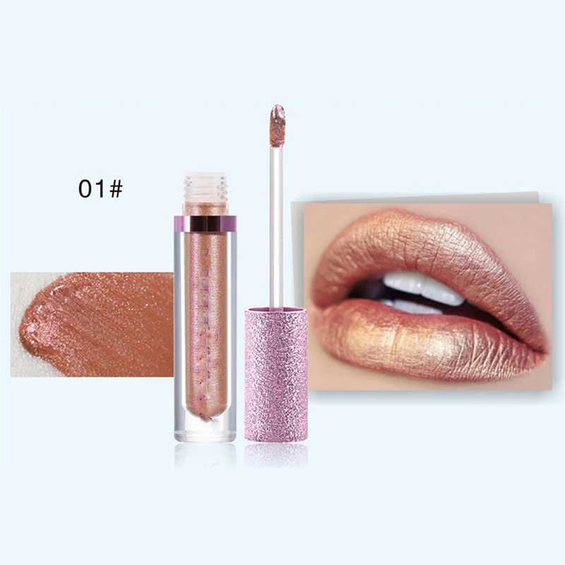 Алмазный металлический блеск для губ Макияж без чашки Русалка губы Глянцевая