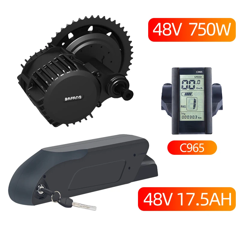 BBS02B Bafang 48 в 750 Вт Mid Drive комплект электродвигателей с 48 в 52 в 13AH 17.5Ah литий-ионный Ebike батарея BBS02 8fun Bafang батарея - Цвет: 48V17.5AH and C965