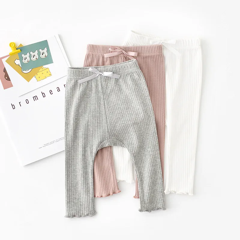 2020 весенние леггинсы для новорожденных девочек в Корейском стиле с бантом рубчик