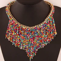 beads necklace colorful bead clavicle necklace bohemia ethnic style necklace for europe and america sweater chain with clothes