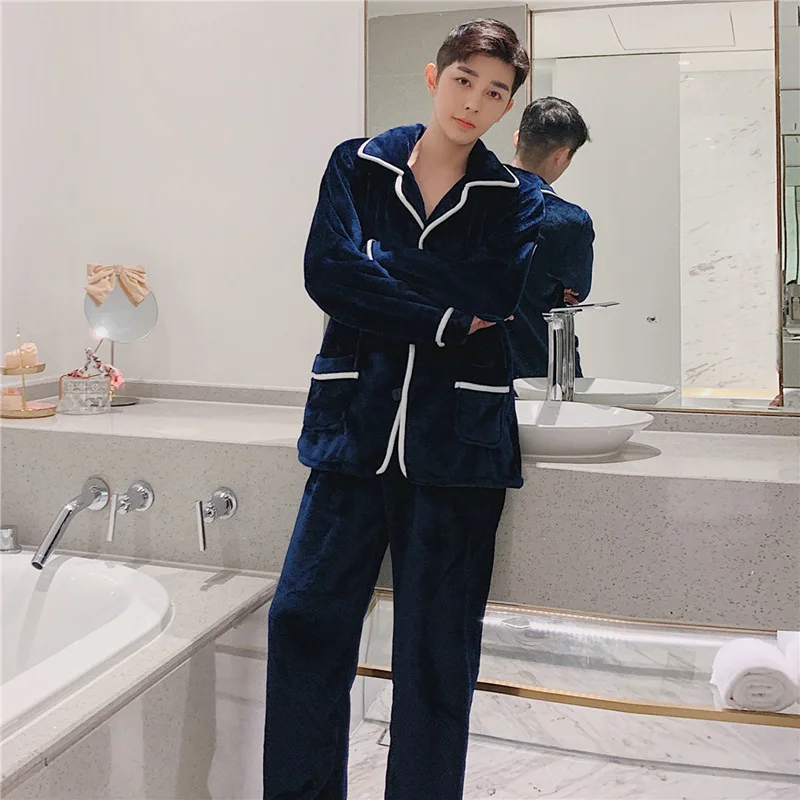 Пара пижам Фланелевая пижама комплект толстые теплые зимние пижамы женские