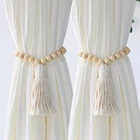 Декоративные занавески с бахромой, занавески с деревянными бусинами для украшения дома, гостиной, спальни