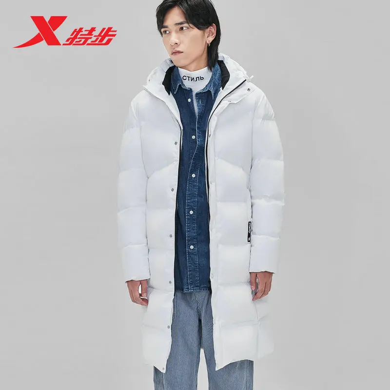 

Xtep Winter Men's Down Jacket Male Solid Color Hooded Coat Casual Warm Thicken Medium-Long Parka Windproof Coats 881429199160