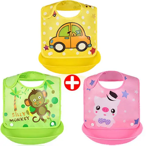 Нагрудник детский хлопковый непромокаемый с мультяшным принтом От 0 до 3 лет |