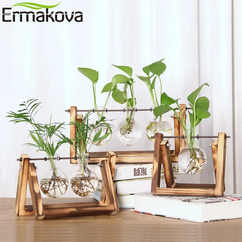 Настольная лампочка ERMAKOVA ваза для гидропонного стекла террариума деревянная