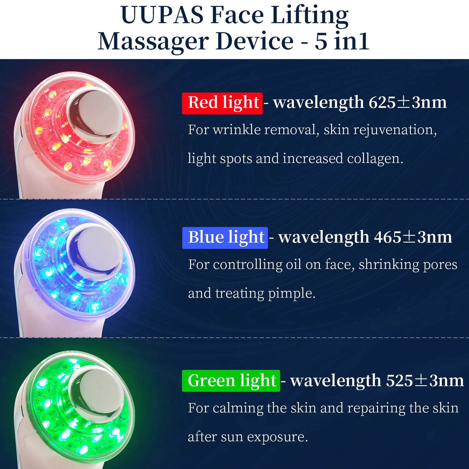 Goedkoop Uupas 5 In1 Ultrasone Huidverstrakking Facial Machine -Ion Led Licht Huid Therapie Massage Wand Voor Rimpels, Anti Aging,Lifting