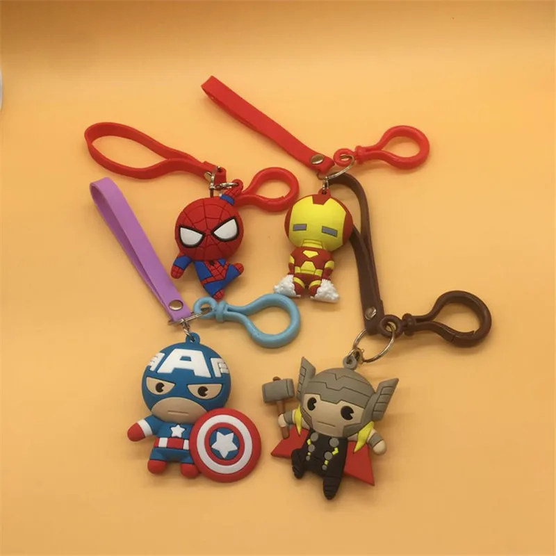 

Disney Marvel Avengers Cute Keychain Cartoon Iron Man Hulk Captain America Car Key chain Kids Bag Pendant Keyring Friends Gift